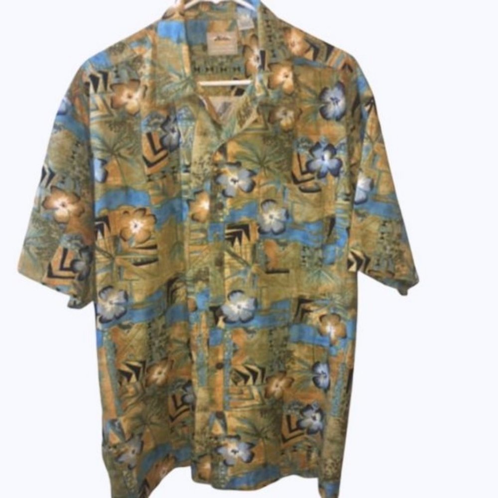 Hobie Surf Shop Hawaiian Shirt Gold Blue XL